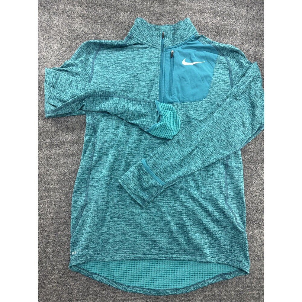 Nike Therma Sphere Element 1/2 Zip Mens M Teal Running Mittens 857829-425